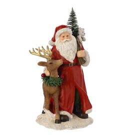 Regal Tidings Santa & Reindeer Figurine with LED.