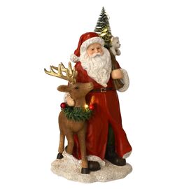 Regal Tidings Santa & Reindeer Figurine with LED.
