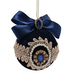 **MULTI 6** Regal Tidings Bauble Bow and Pearl - Navy