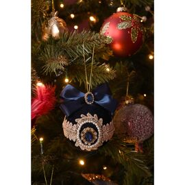 **MULTI 6** Regal Tidings Bauble Bow and Pearl - Navy