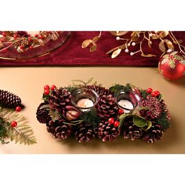 **MULTI 2** Regal Tidings Plum & Gold Candle Holder - Double
