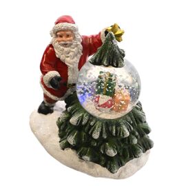 **MULTI 12**Regal Tidings Light Up Santa and Christmas Tree with Snowglobe
