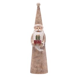 **MULTI 2**Wood Effect Santa Figurine 27cm