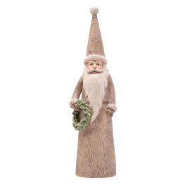 **MULTI 2**Wood Effect Santa Figurine 32cm