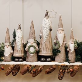 **MULTI 2**Wood Effect Christmas Gonk Figurine 28cm