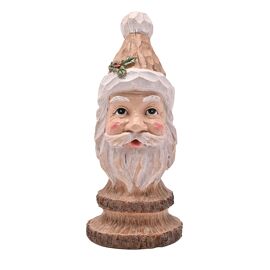 Carved Wood Effect Santa Claus Bust