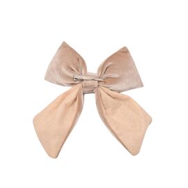 Velvet Bow With Clip 14 x 16cm Taupe