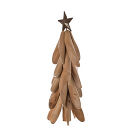 Light Wood Christmas Tree with Star 30cm