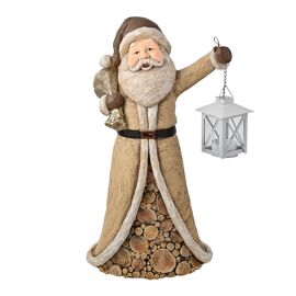Wood Effect Santa with Candle Holder Lantern 46cm