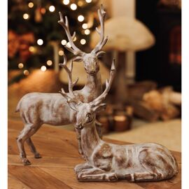 Resin Standing Whitewashed Stag