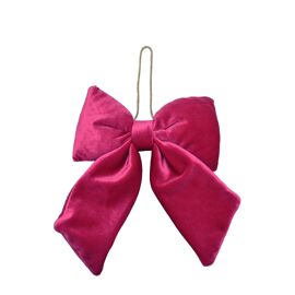 Raspberry Pink Velvet Hanging Bow 26x32cm