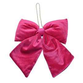 Raspberry Pink Velvet Hanging Bow 38x32cm