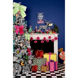 Raspberry Pink Velvet Hanging Bow 38x32cm