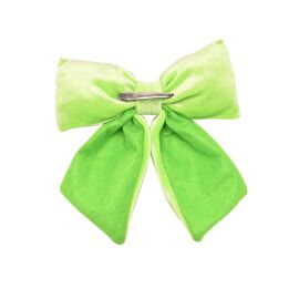 Bright Green Velvet Bow with Clip 14 x16cm