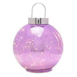 Purple Mercury Glass LED Fairy Light Bauble Ornament - 20cm