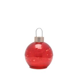 Red Mercury Glass LED Fairy Light Bauble Ornament - 13cm