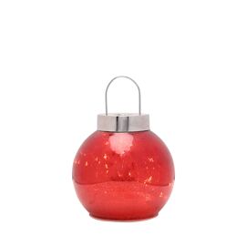 Red Mercury Glass LED Fairy Light Bauble Ornament - 16cm
