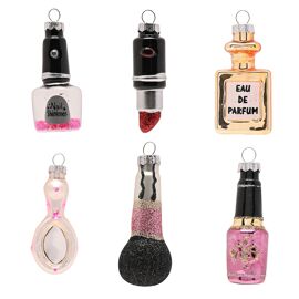 Set Of 6 Glass Cosmetic Hanging Decorations