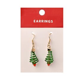 **MULTI 6** Spiral Christmas Tree Dangle Earrings
