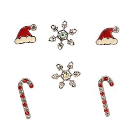 **MULTI 6** Set Of 3 Christmas Stud Earrings