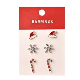 **MULTI 6** Set Of 3 Christmas Stud Earrings