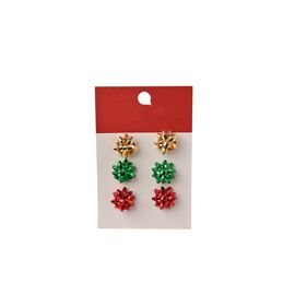 **MULTI 6** Set Of 3 Present Bow Stud Earrings