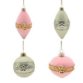 Set of 4 Parisian Versailles Baubles  - Pink & Mint Green