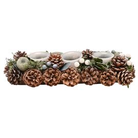 **MULTI 2** Mixed Foliage Blue Triple Votive Candle Holder