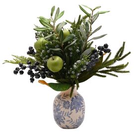 Vase with Faux Christmas Foliage - Olives & Apples 46cm