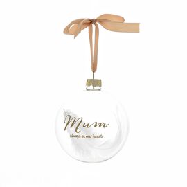 **MULTI 3** Thoughts of You Glass Bauble with Feather "Mum"