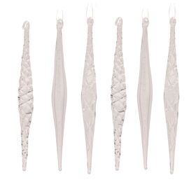 Set of 6 Glass Icicle Hanging Decorations
