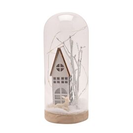 22cm LED Christmas House and Snow Glass Decoration