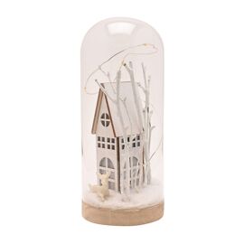 22cm LED Christmas House and Snow Glass Decoration