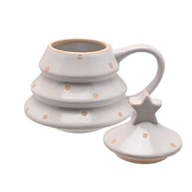 Christmas Tree Mug With Lid - White