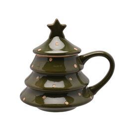 Christmas Tree Mug With Lid - Green
