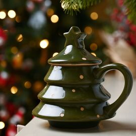 Christmas Tree Mug With Lid - Green