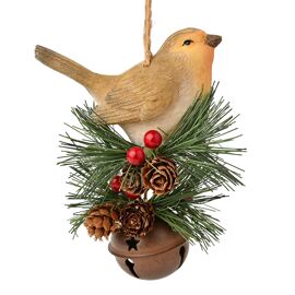 **MULTI 5** Resin Robin on Bell Hanging Decoration