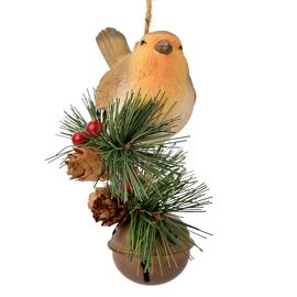 **MULTI 5** Resin Robin on Bell Hanging Decoration
