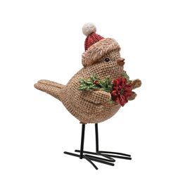**MULTI 4** Resin Robin with Santa Hat Figurine