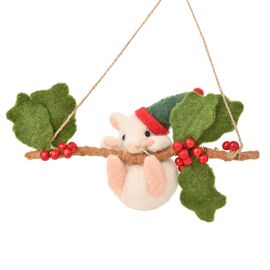 **MULTI 12** Felt Mouse On A Branch - 20cm
