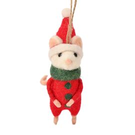 **MULTI 12** Felt Mouse With Red Jumper & Hat - 15cm