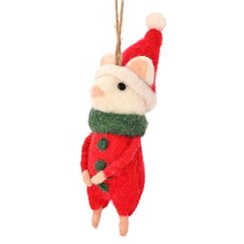 **MULTI 12** Felt Mouse With Red Jumper & Hat - 15cm