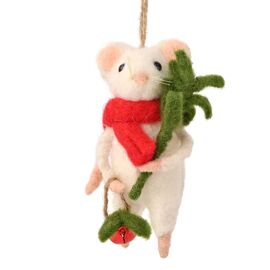 **MULTI 12** Felt Mouse With Foliage - 11cm