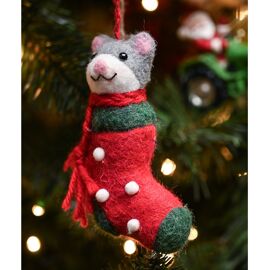 **MULTI 12** Felt Cat In Stocking - 12cm