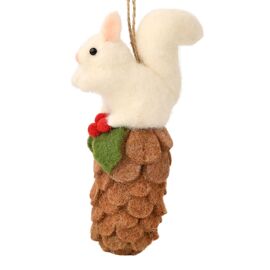 **MULTI 12** Hanging Squirrel On Pinecone - Natural - 16cm