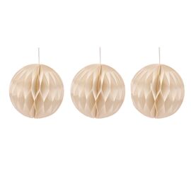 White Set of 3 Paper Baubles with Gold Edge - 10cm