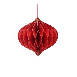 Deep Red Set of 3 Paper Shaped Baubles with Gold Edge - 9cm