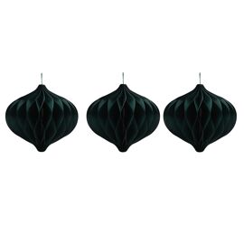 Dark Green Set of 3 Paper Shaped Baubles  - 12cm