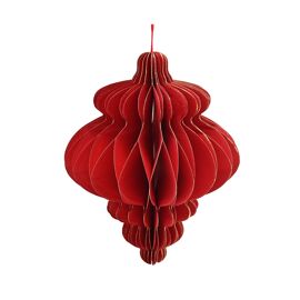 Deep Red Set of 2 Paper Ornate Baubles with Gold Edge - 15cm