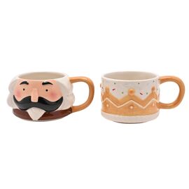Santa & Friends Ceramic Gingerbread Nutcracker Stacking Mugs